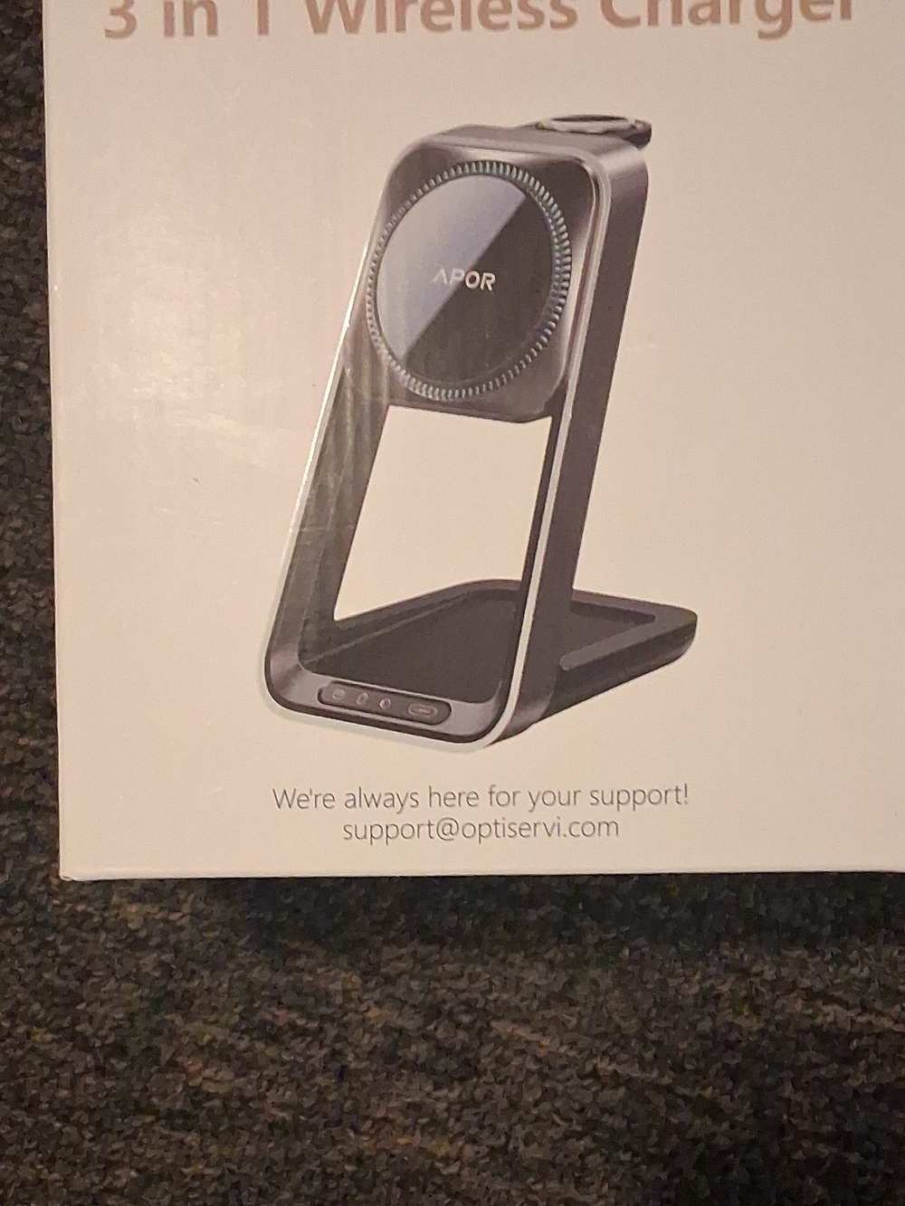 Apor 3-in-1 Wireless Charger Stand in Black/Silver